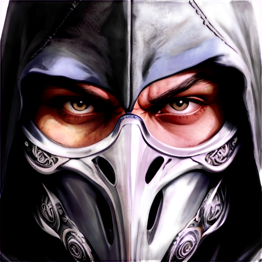 The front view of an assassin wearing a raven-beak-shaped mask - icon | sticker