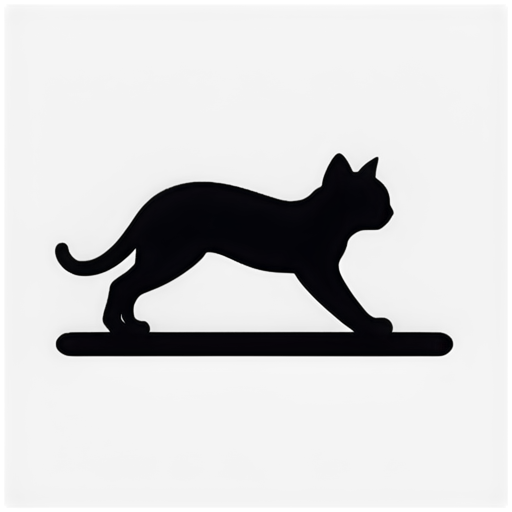 android app icon, fitness, cat, planking, simple background, logo design, black background - icon | sticker