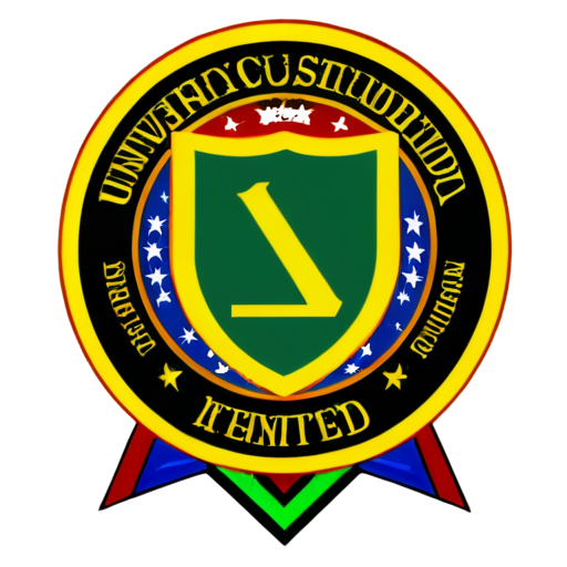 Emblem logo of a university student command, tactical groups, tensely , vector graphic, forced lettering, persons with flag - icon | sticker