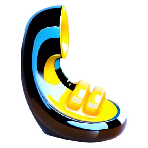 yellow telephone receiver in simple 3d style - icon | sticker