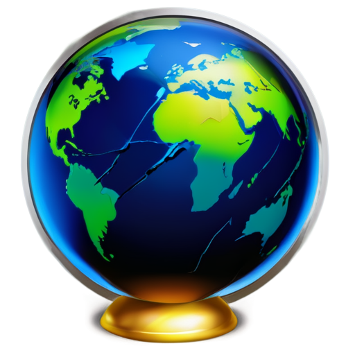 *Create an icon depicting a magnifying glass scrutinizing a globe with cracks, symbolizing a critical examination of global economic theories.* - icon | sticker