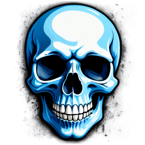 Scary Skull blue graffiti on the wall - icon | sticker