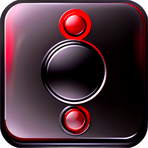 black and red button, computer game, square, vertical - icon | sticker