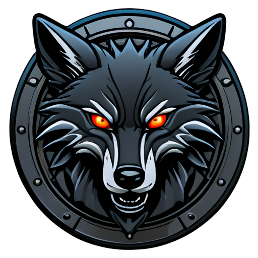 witcher medallion of the wolf school in cyberpunk style - icon | sticker