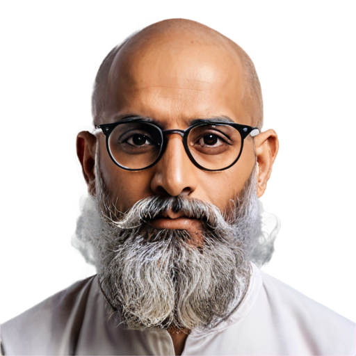 Indian guru bald head with long beard & glasses - icon | sticker