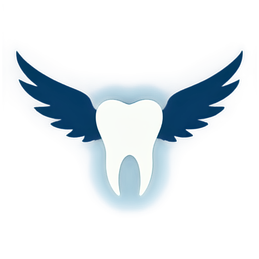 Design a symbol dedicated to the meaning of tooth with wings, reflected to light and insight. The symbol should reflect the nature of complex treatment and include elements that represent harmony and balance of smile. Please develop a unique and visually appealing design - icon | sticker