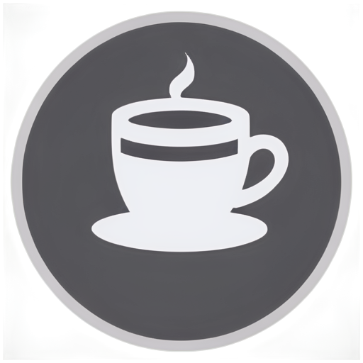 Black and white, aromatic coffee cup within a thin circular border. Simple icon. Lines only. - icon | sticker