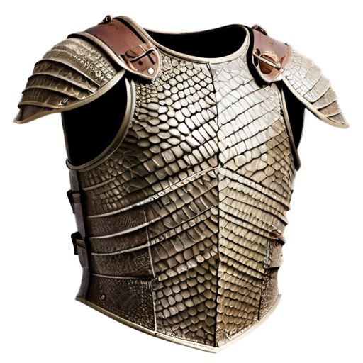 Medieval fantasy cuirass with shoulders made of beige lizard scales, matte - icon | sticker