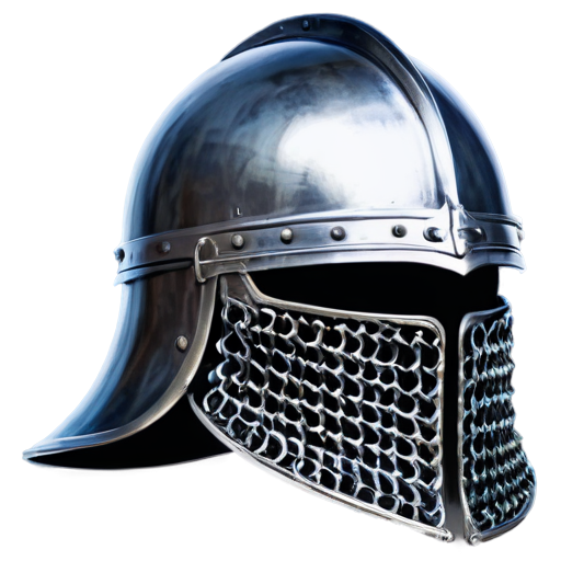 Medieval fantasy chainmail helmet, made of steel rings - icon | sticker