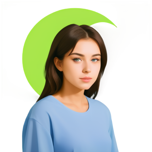 lawyer slavic brownhaired, green eyes girl with the moon on background, anime - icon | sticker