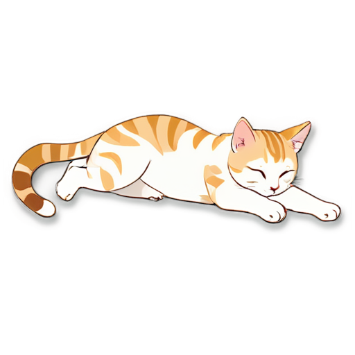 Animal icons,DWTB, simple background,no humans, closed eyes, no lineart, cat, solo,full body, planking, animal focus, u_u, blush stickers, *** , animal, from side, signature,leaf, - icon | sticker