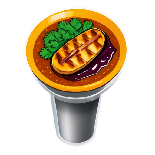 Yam meat roasted with chav herbs and yam juice, served on an yam griddle. - icon | sticker