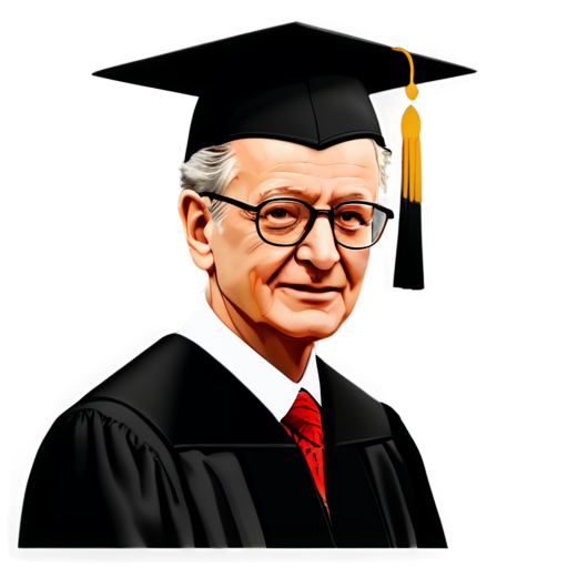 Design an icon featuring a silhouette or portrait of Paul Samuelson alongside a graduation cap, representing his impact on economics education.* - icon | sticker