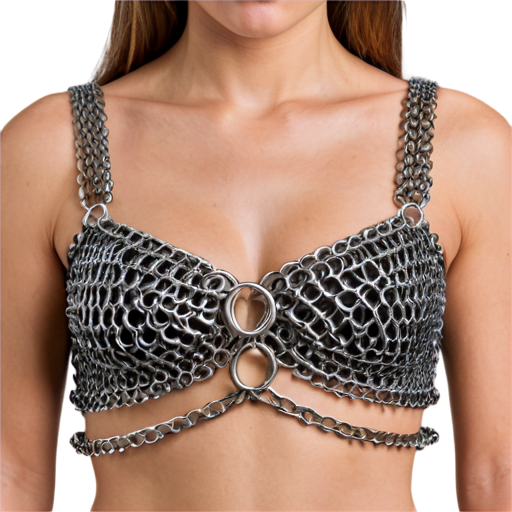 Medieval fantasy chainmail bra, made of steel rings - icon | sticker