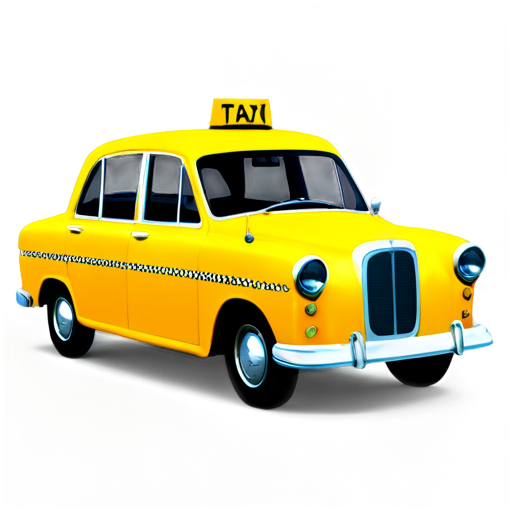 taxi 3d - view retro without text - icon | sticker