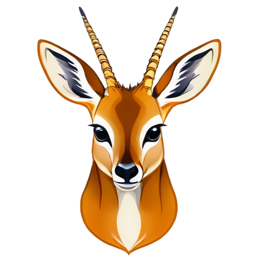 gazella head, binary color, in the style of minimalistic - icon | sticker