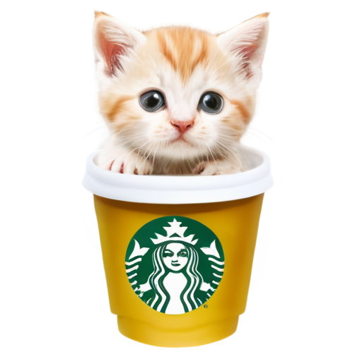 kitten drinks Starbucks - icon | sticker