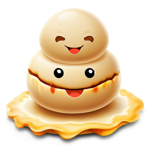 create a dim sum icon with emoticons and make it look like the dim sum is covered in fire and smoking - icon | sticker