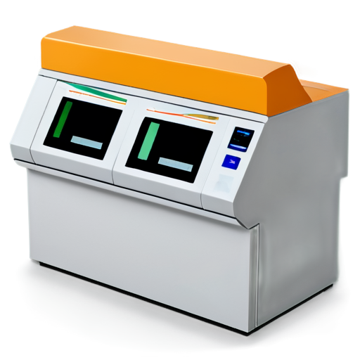 self-service terminal in yellow-orange colors - icon | sticker