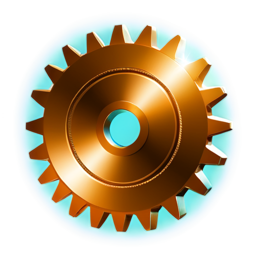 gears icon, emerald blue green background, light shining icon, realistic style - icon | sticker