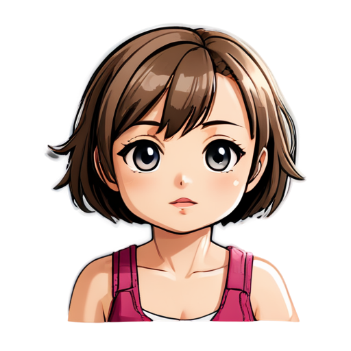 short hair girl - icon | sticker