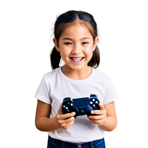 Pretty little cartoon character girl with ps5 controller smiling with her tounge out - icon | sticker