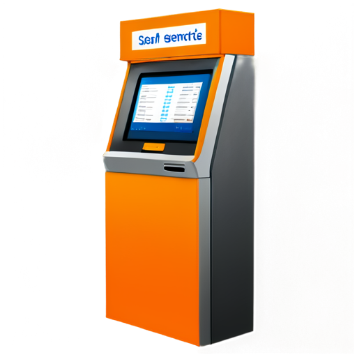 self-service terminal in yellow-orange colors - icon | sticker