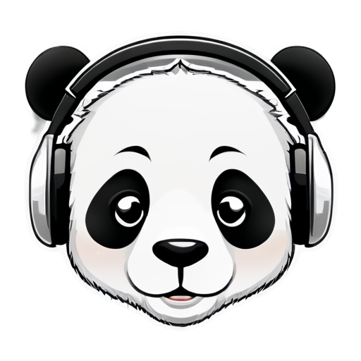 A panda head with headphones - icon | sticker