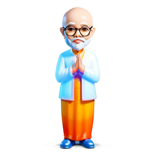 indian guru bald with goatee & glasses - icon | sticker