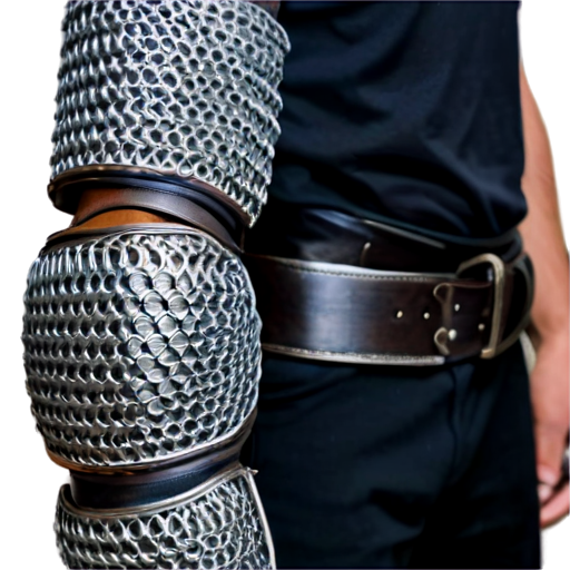 Medieval fantasy chainmail elbowpads, made of steel rings - icon | sticker