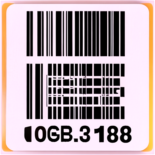 a label with a code 128 barcode and some text viewed from an angle - icon | sticker