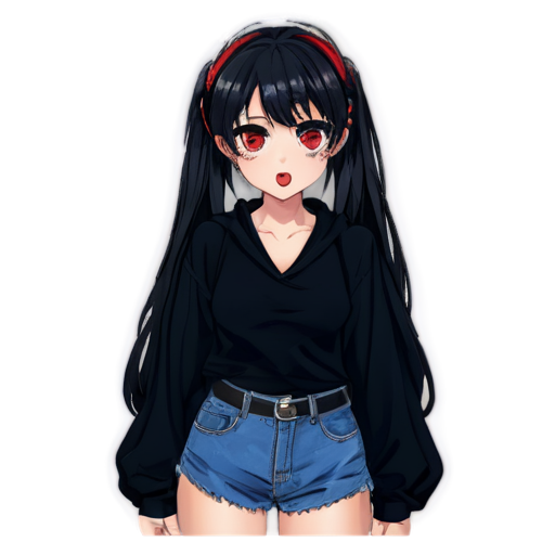 Anime ahegao face girl with red eyes and dark makeup - icon | sticker