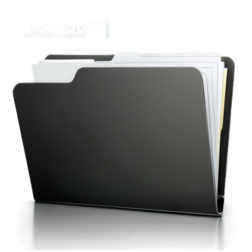 thick silver folder with papers. the inscription on the folder is "Case". sheets should stick out of the folder. the background is transparent. the image should take up 50% of the space. - icon | sticker