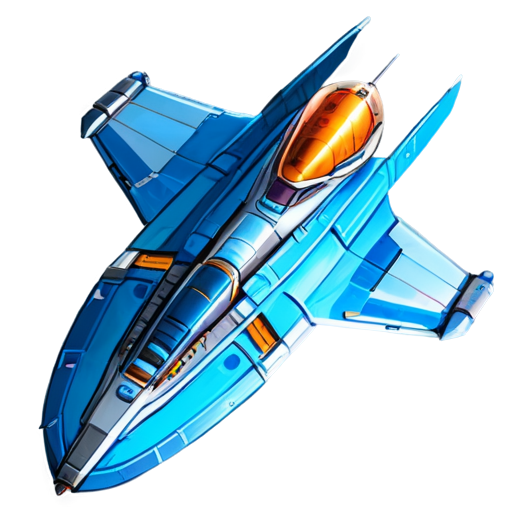 image of a spaceship for a game in the style of the Space Rangers game series, top view, position of the ship's bow from above, partially cartoon style - icon | sticker