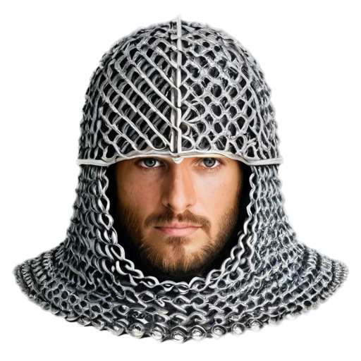 Medieval fantasy chainmail hat, made of steel rings - icon | sticker