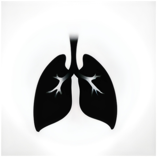 lungs deep breath with white fill, black border - icon | sticker