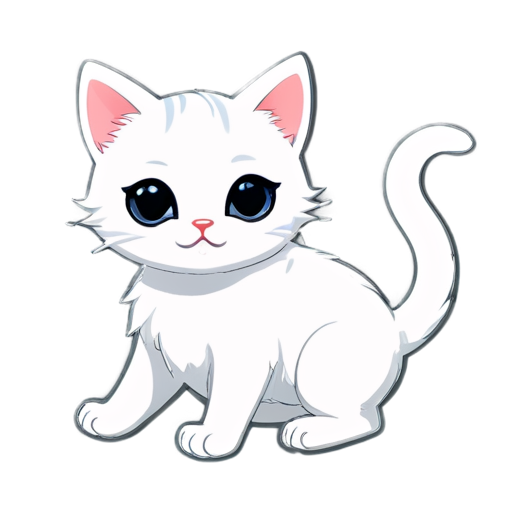 melt white cat swimming - icon | sticker