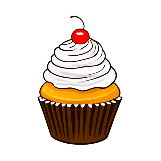 hand drawn cartoon cupcake - icon | sticker