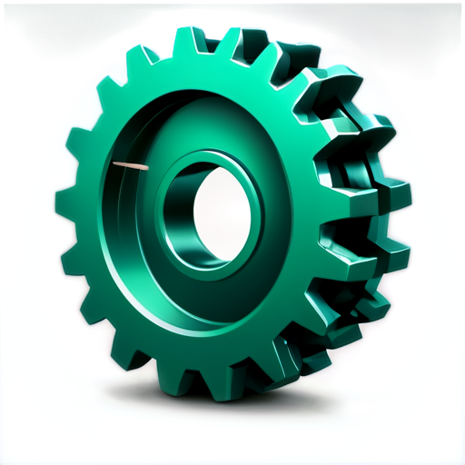 gears icon, emerald blue green background, light shining icon, realistic style - icon | sticker