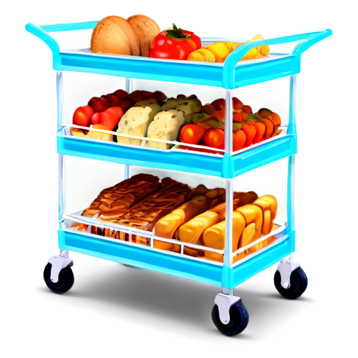 cart with products in blue and light blue colors - icon | sticker