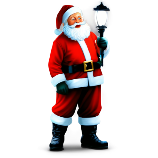 santa claus with flashlight in streetlight, christmas style - icon | sticker