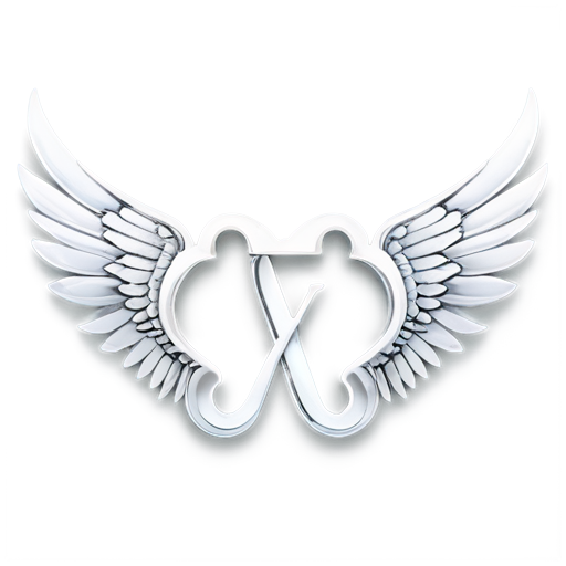 The background is a pair of V-shaped wings with a number 8 in front of them - icon | sticker