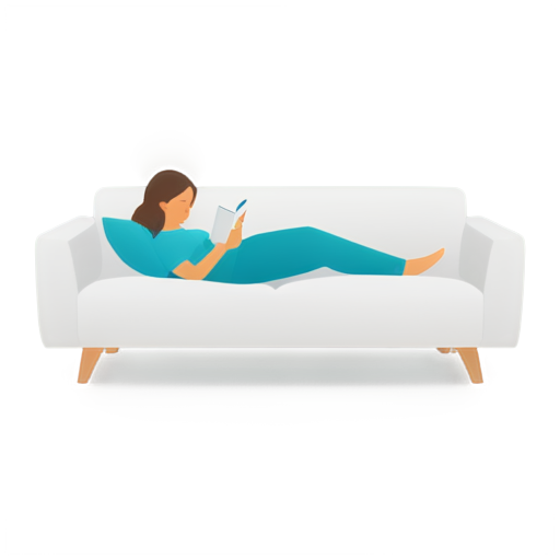 woman on a sofa reading lying down - icon | sticker