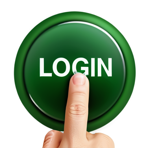 it is a green login button with a finger ready to click on it - icon | sticker