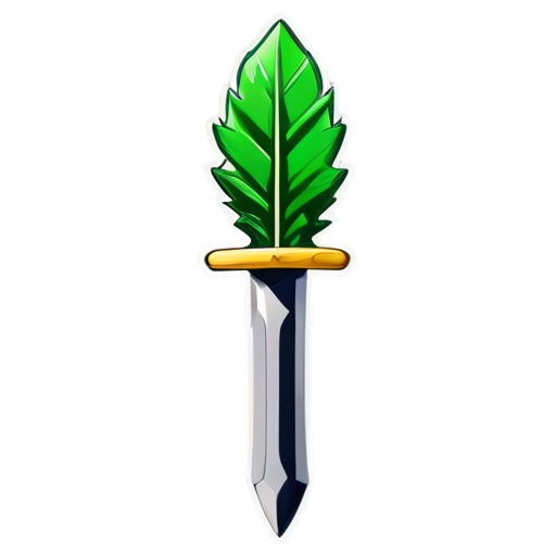 Green sword With leaf - icon | sticker