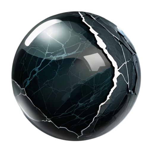 Clear glass orb containing a dark, cracked, ancient-looking stone with subtle glowing cracks. The stone gives off a mystical aura, floating at the center of the orb. - icon | sticker