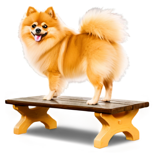 pomeranian spitz on fitness plank from side, golden pomeranian spitz, no humans, no lineart, spitz full body, dark plank, simple background - icon | sticker