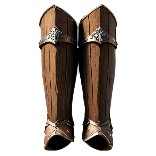 Medieval simple greaves made of tree bark - icon | sticker