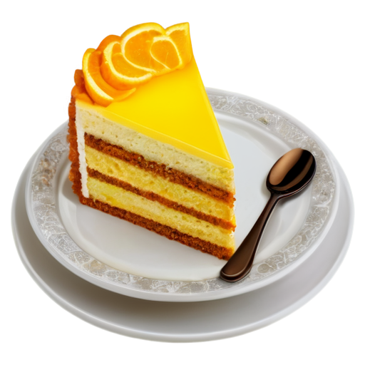 cake on a plate and coffee in a glass next to the plate in yellow-orange colors - icon | sticker