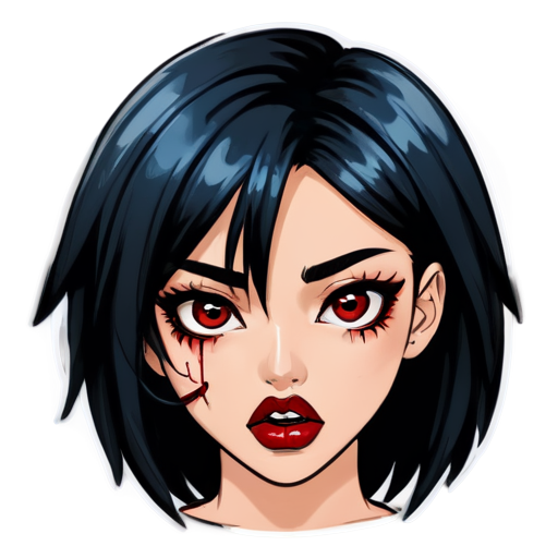 ahegao face girl with passion eyes red lips and messed makeup - icon | sticker